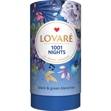 Lovare, 1001 Night, 80 г, Чай Ловара, 1001 ніч, Суміш чорного і зеленого чаю, тубус