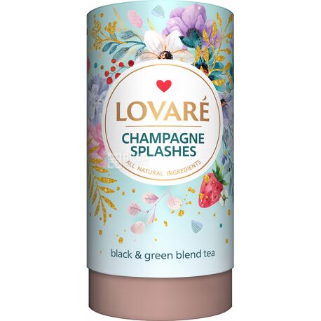 Lovare, 80 г, Чай Ловаре, Брызги шампанского, смесь черного и зеленого, тубус