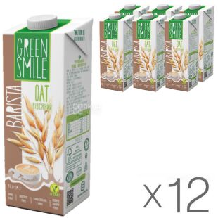 Green Smile, Barista, Упаковка 12 шт. х 1 л, Грін Смайл Бариста, Напій вівсяний, ультрапастеризований, 2,5 %