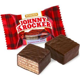 Roshen Johnny Krocker Choco, 1 кг, Цукерки вафельні глазуровані з шоколадним кремом Джонні Крокер, Рошен