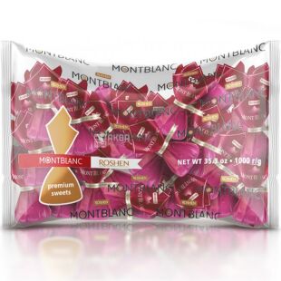 Roshen Mont Blanc, 1 кг, Конфеты пралине с измельченным миндалем Монблан, глазированные белым и черным шоколадом, Рошен