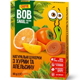 Bob Snail, 60 г, Конфеты натуральные Хурма-Апельсин Боб Снейл, без сахара