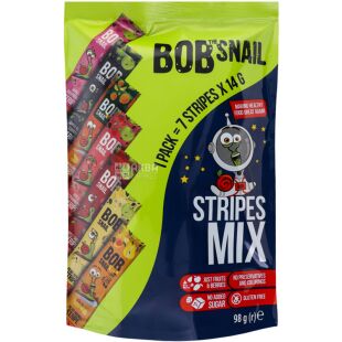 Bob Snail Stripes Mix, 98 г, Цукерки натуральні  Боб Снейл Страйп, фруктовий мікс, без цукру