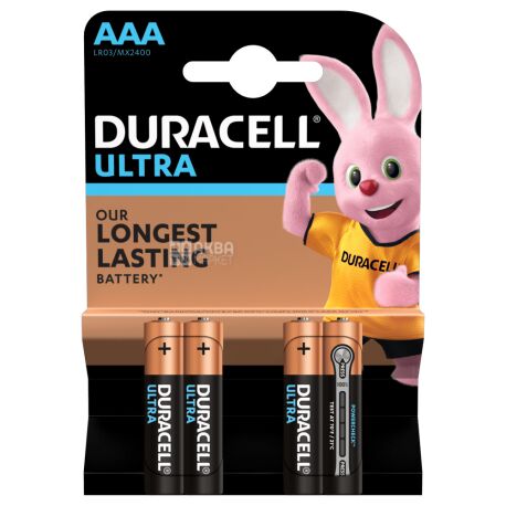 Duracell, Ultra Power LR03, 4 шт., 1.5V, ААА, Батарейки алкалінові