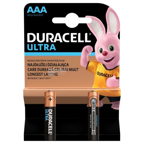 Duracell Ultra Power, 2 шт., ААА, 1.5V, Батарейки лужні, LR03