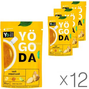 YOGODA, упаковка 12 шт., по 50 г, Гольфстрим, Концентрат напою Імбирний чай