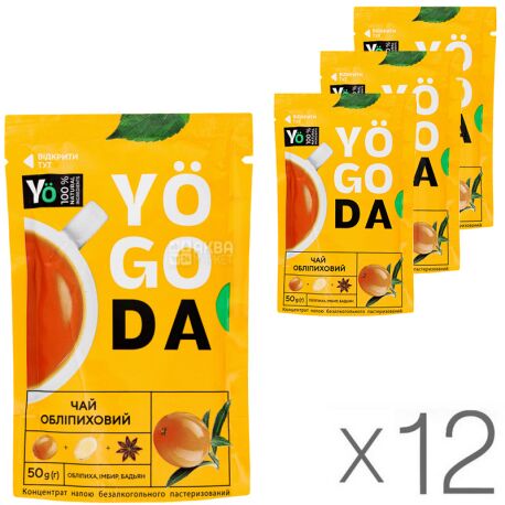 YOGODA, упаковка 12 шт., по 50 г, Гольфстрим, Концентрат напитка Облепиховый чай