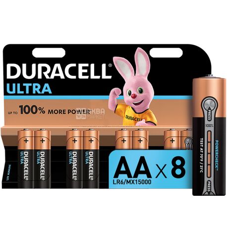 Duracell, Ultra Power LR6, 1.5V, АА, 8 шт., Батарейка алкалінова