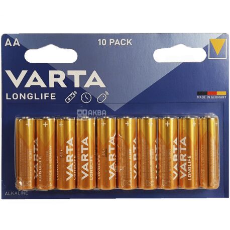 Varta Longlife AA Alkaline, Batteries, 10 pcs.