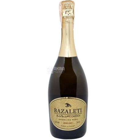 Bazaleti Sparkling wine, White semi-dry 0.75 l, Glass bottle