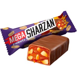 Lukas, Mega Sharzan, 40 г, Лукас, Батончик грильяж глазированный, в молочном шоколаде