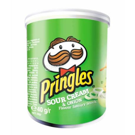 Pringles, 40 г, Чипсы картофельные, Sour cream & onion, тубус