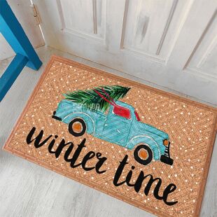 Килимок придверний з принтом, Winter time, на гумовій основі, 45x75х0,4 см