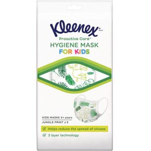 Kleenex, Kids, 5 шт., Маска гігієнічна, тришарова, для дітей, з принтом
