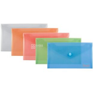 Axent DL, Папка-конверт на кнопке, глянцевая, ассорти, 228х130 мм