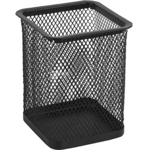 Axent, Подставка для ручек, квадратная, металлическая сеточка, черная, 80х80х100 мм