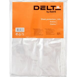Axent Delta, 100 шт., Файл прозорий, глянцевий, А4, 40 мкм