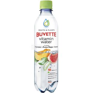 Buvette Vitamin Water, 0,5 л, Напій негазований соковмісний, Абрикос-Інжир-Алое вера Бювет, ПЕТ