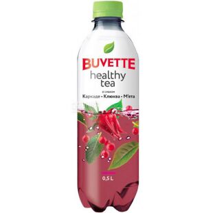 Buvette Healthy tea, 0,5 л, Напій негазований соковмісний Чай Каркаде-Журавлина-М'ята Бювет, ПЕТ