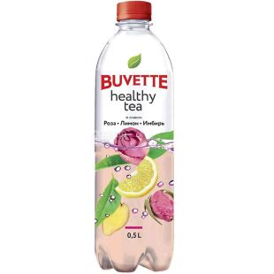 Buvette Healthy tea, 0,5 л, Напій негазований соковмісний Троянда-Лимон-Імбир Бювет, ПЕТ