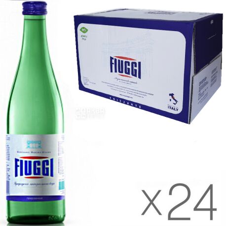 Fiuggi frizante, 0,5 л, Упаковка 24 шт., Вода минеральная Фьюджи лечебная, газированная, стекло
