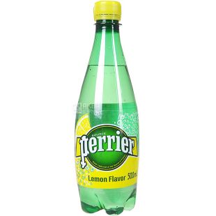 Perrier Lemon, 0,5 л, Вода мінеральна газована з Лимоном Пер'є, ПЕТ