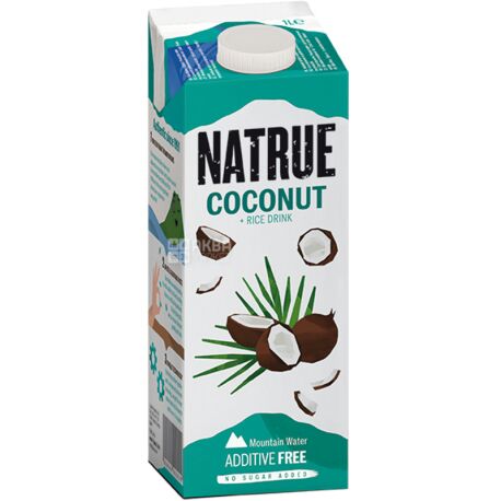 Natrue, Rice+Coconut, 1 л, Натру, Напій рослинний, Рис і кокос, без цукру