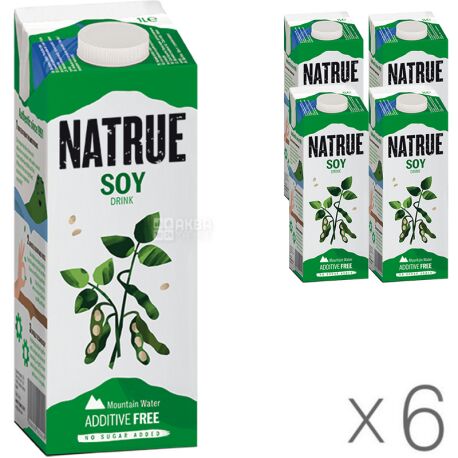 Natrue,  Soy calcium, упаковка 6 шт., по 1 л, Натру, Напиток соевый, с кальцием и витаминами
