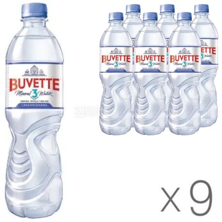 Buvette, Pack of 9 pcs. 0.5 l each, Low Carbonated Water, Mineral, Natural, Dining Room, Vital, PET, PAT