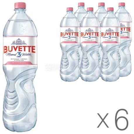 Buvette №3, Packing 6 pcs. 1.5 l each, Non-carbonated Water, Mineral, Natural, Dining Room, Vital, PET, PAT