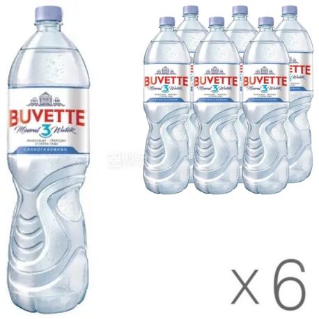Buvette, Packing 5 pcs. 1.5 l each, Low Carbonated Water, Mineral, Natural, Dining Room, Vital, PET, PAT