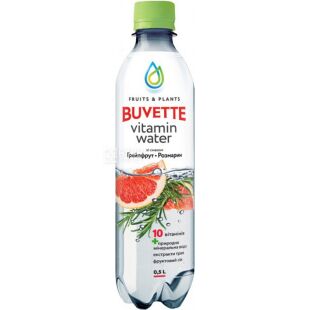 Buvette, Vitamin Water, 0,5 л, Напій негазований соковмісний Грейпфрукт-Розмарин Бювет, ПЕТ