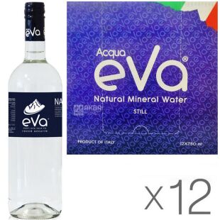 Acqua Eva Classic, 0,75 л, Упаковка 12 шт., Аква Ева Класік, Вода гірська, негазована, скло