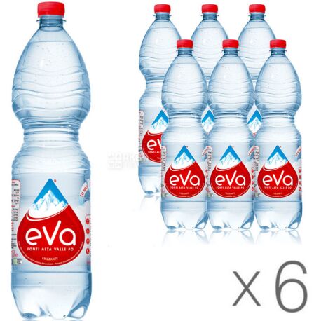 Acqua Eva, 1.5 L, Pack of 6 pcs., Aqua Eva, Mountain water, carbonated, PET