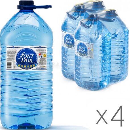 Font Dor, pack of 4 x 5 l, Mineral water, still, PET