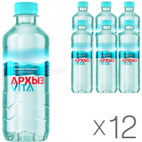 Arkhyz, Non-carbonated mineral water, 0.5 l, PET, Packaging 12 pcs., PAT