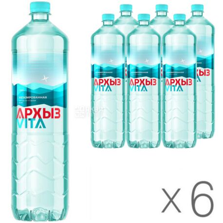 Arkhyz, Non-carbonated mineral water, 1.5 l, PET, Packaging 6 pcs., PAT