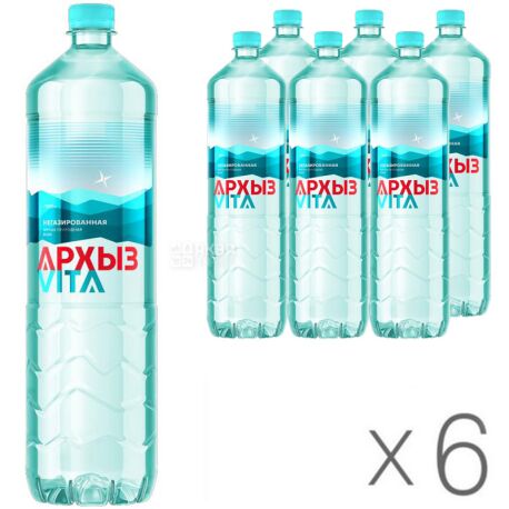 Архыз, 1,5 л, Упаковка 6 шт., Вода минеральная негазированная, ПЭТ