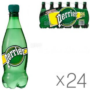 Perrier, 0,5 л, Упаковка 24 шт., Перье, Минеральная газированная вода, ПЭТ