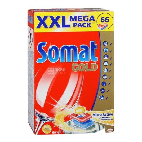 Somat, 66 pcs., Dishwasher Tablets, Gold