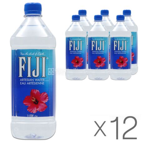 Fiji, 1 л, Упаковка 12 шт, Фиджи, Вода минеральная негазированная