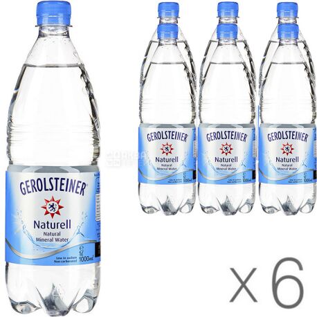 Gerolsteiner, Pack of 6 pcs, 1 l each, Mineral water, still, PET