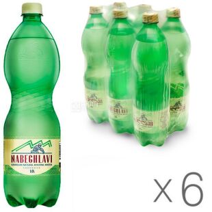 Nabeghlavi, 1л, Набеглаві, Упаковка 6 шт., Вода мінеральна сильногазована, ПЕТ