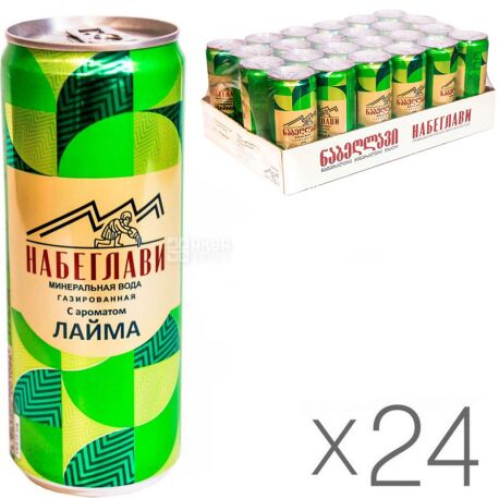 Nabeghlavi, Lime, Упаковка 24 шт. х 0,33 л, Набеглаві, вода мінеральна з лаймом, ж/б