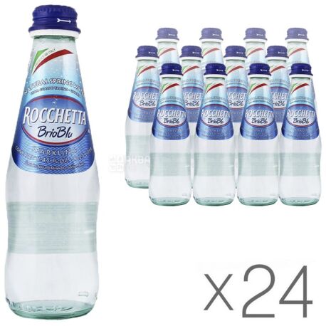 Rocchetta Brio Blu, 0,25 л, Упаковка 24 шт., Рочетта Бріо Блю, Вода мінеральна газована, скло