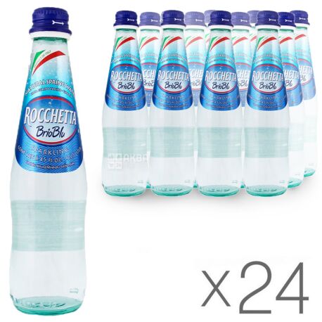 Rocchetta, Packing 24 pcs. 0.5 l each, Sparkling water, Brio Blu, Glass, glass