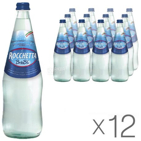 Rocchetta Brio Blu, 1л, Упаковка 12 шт., Рочетта Бріо Блю, Вода газована, скло