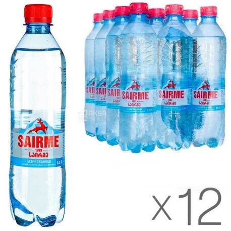 Sairme, Pack of 12 0.5 l each, Sairme, Carbonated mineral water, PET