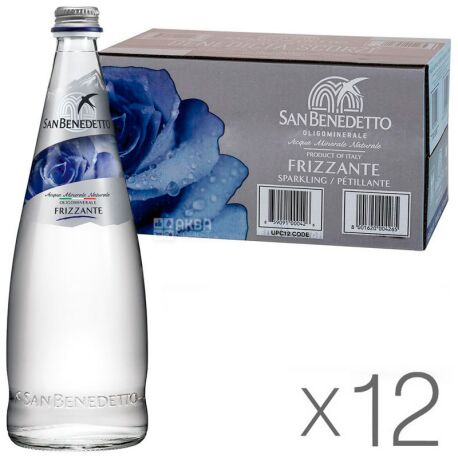 San Benedetto, Water, carbonated, 0.75 L, Packaging 12 pcs., Glass, glass