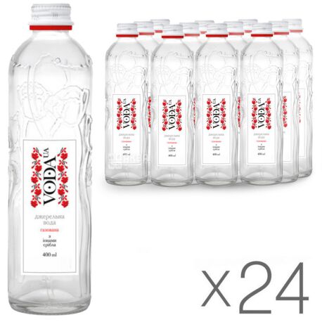 VODA UA, Packing 24 pcs. 0.4 l each, Soda water, Glass, glass